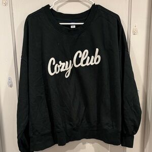 Old Navy Forest Green Crewneck Sweater with White Text
